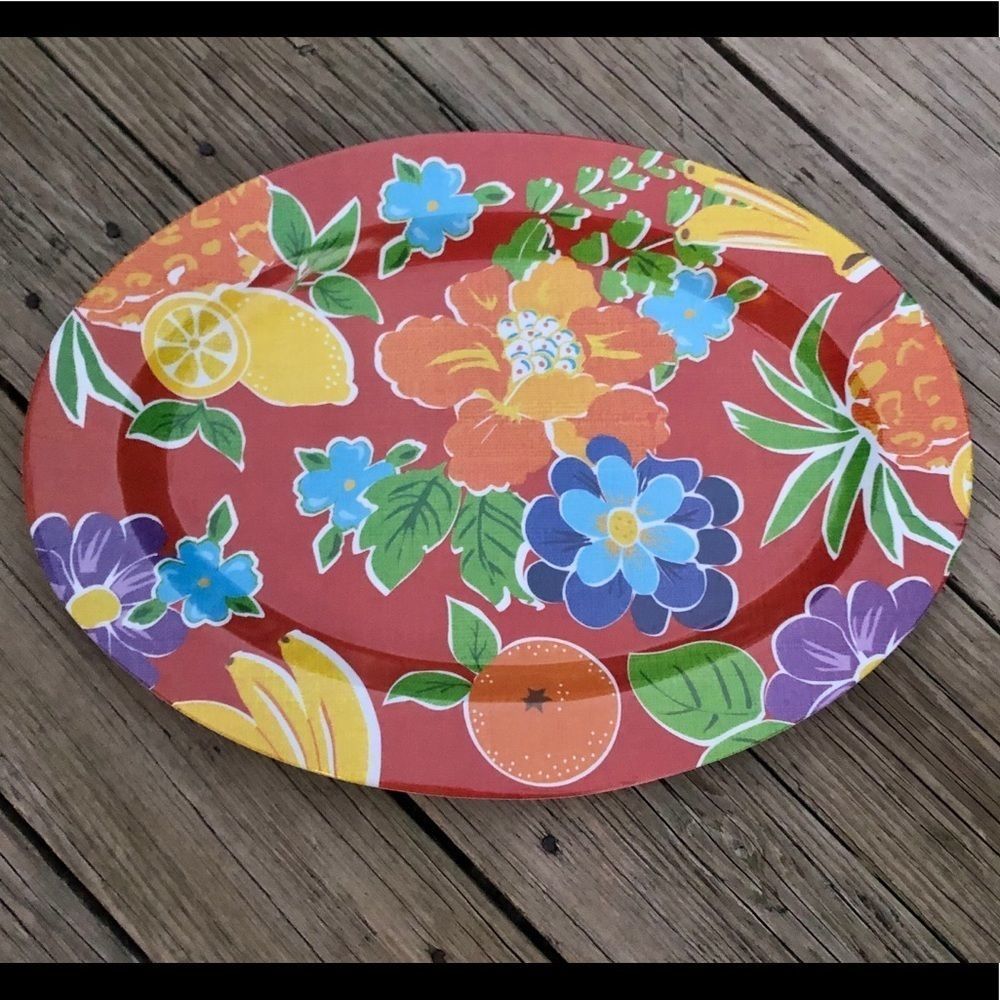 Colorful fruit and floral melamine platter!NWOT